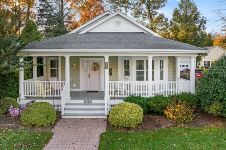 bungalow home with white detailing and front porch